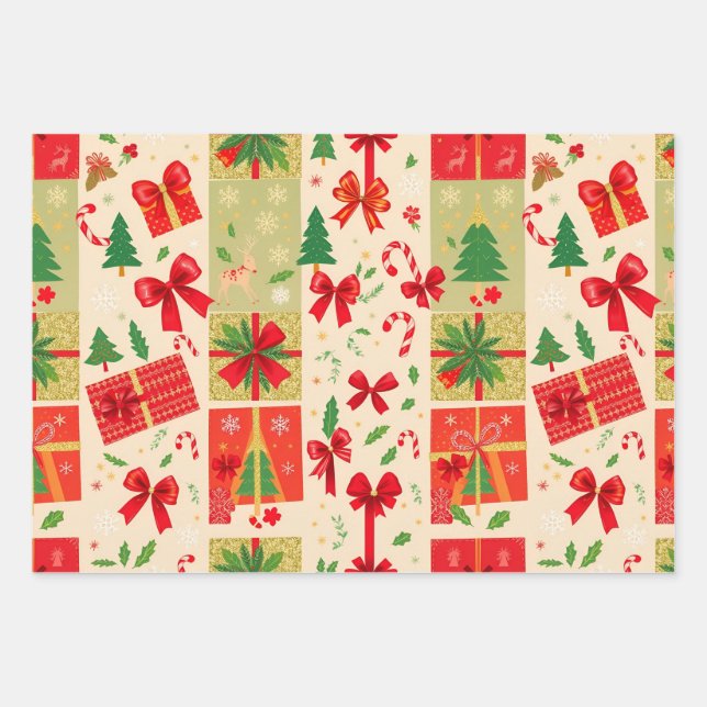 Festive Christmas Wrapping Paper Sheet (Front)