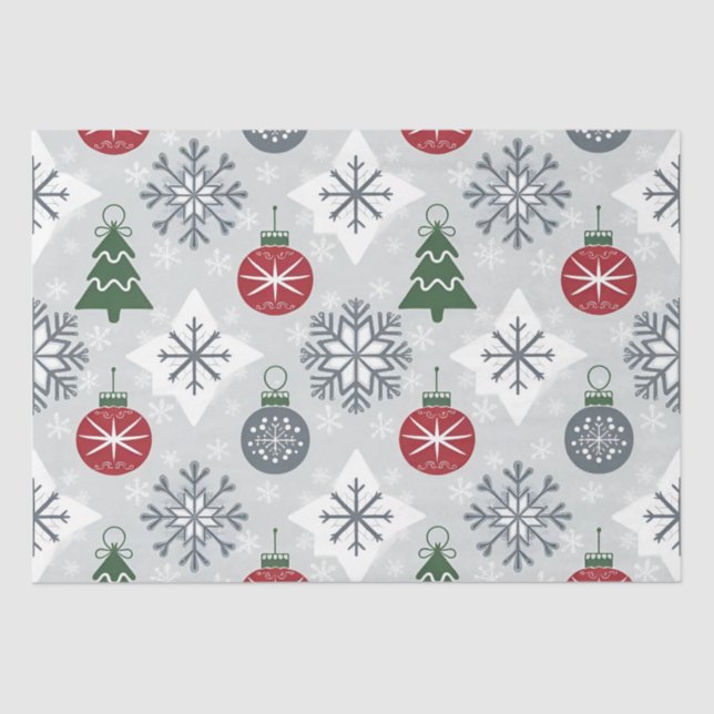 Festive Christmas Wrapping Paper with Snowflakes (Front)