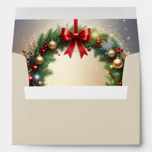 Festive Christmas Wreath Holiday Envelope