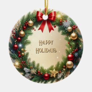 Festive Christmas Wreath Holiday Ornament
