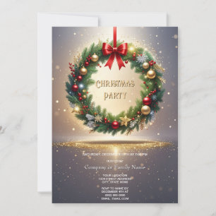 Festive Christmas Wreath Holiday Party Invitation