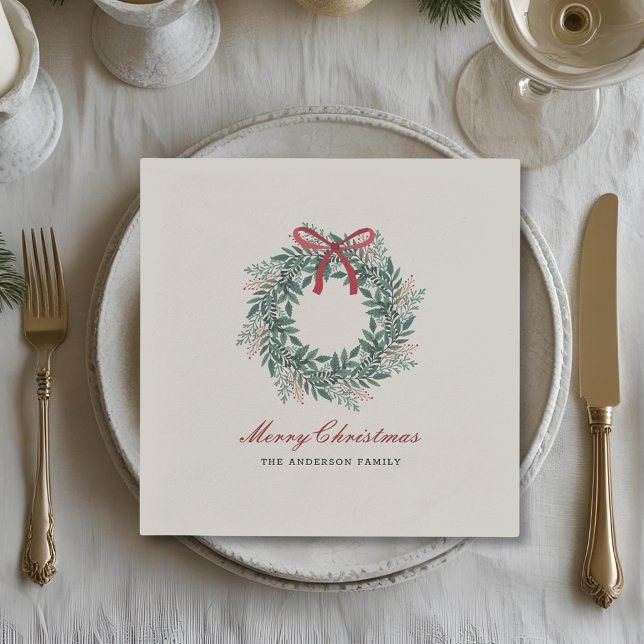 Festive Christmas Wreath Holiday Party Napkin (Creator Uploaded)