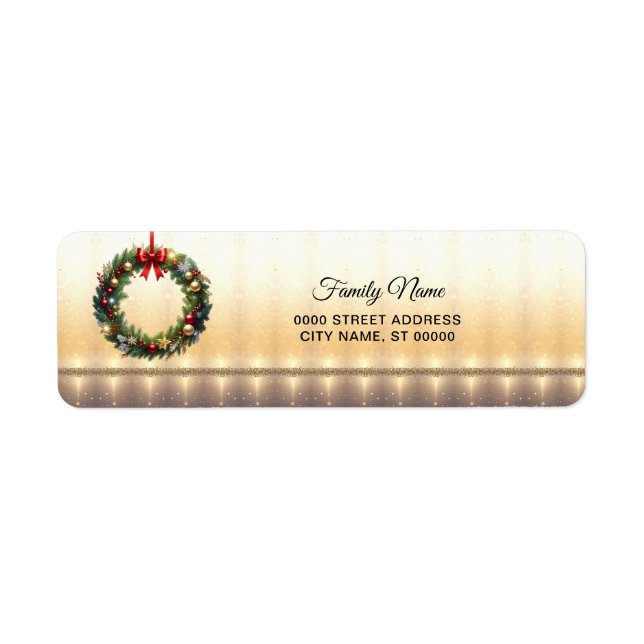Festive Christmas Wreath Holiday Return Address (Front)