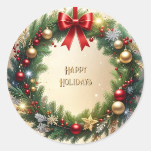 Festive Christmas Wreath Holiday Sticker