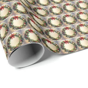 Festive Christmas Wreath Holiday Wrapping Paper
