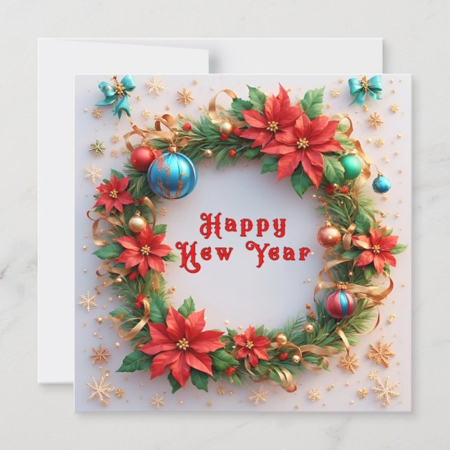 Festive Christmas Wreath Magnetic Invitation (Front)