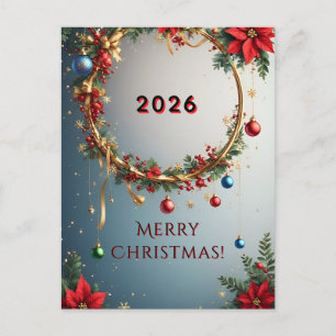 Festive Christmas Wreath Postcard
