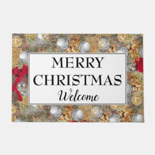 Festive Christmas Wreath WELCOME Doormat