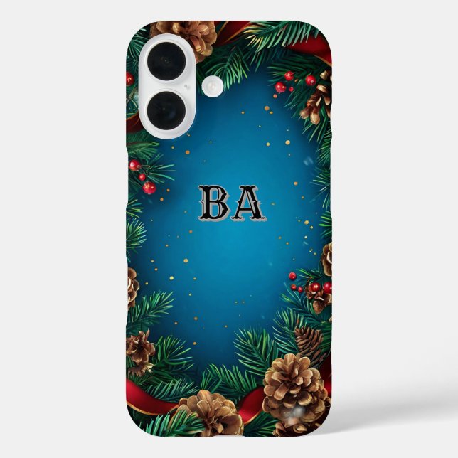 Festive Christmas Wreath With Pinecones Case-Mate iPhone Case (Back)