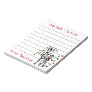 Festive Christmas zebra, Santa’s wish list Note