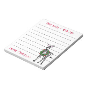 Festive Christmas zebra, Santa’s wish list Note