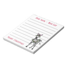 Festive Christmas zebra, Santa’s wish list  Note