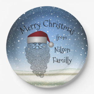 Festive Chritsmas Party Funny Cute Santa Claus Paper Plate