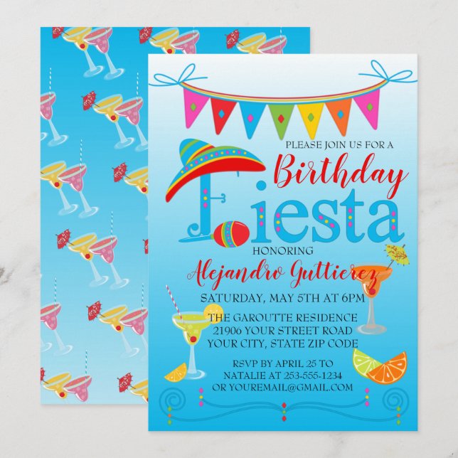 Festive Cinco De Mayo Birthday Invitation (Front/Back)