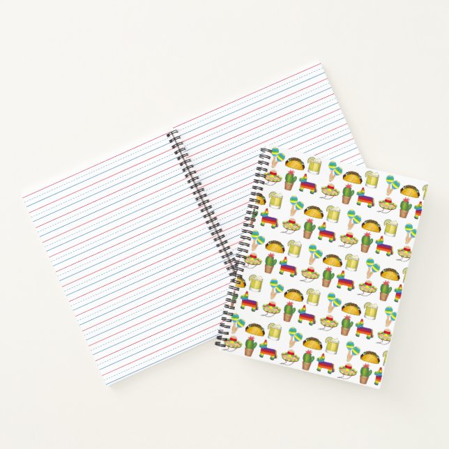 Festive Cinco de Mayo Mexican Fiesta Pinata Cactus Notebook (Inside)