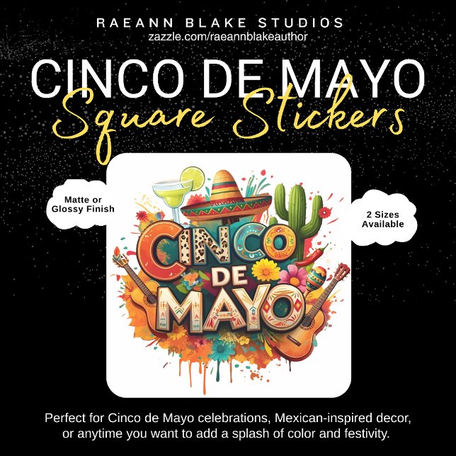 Festive Cinco de Mayo Square Sticker (Creator Uploaded)