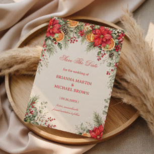 Festive Citrus Botanical Winter Charm Save The Date