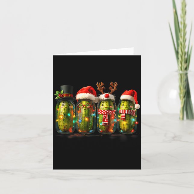 Festive Ckle Jar Meme Christmas Lights Santa Hat X Card (Front)