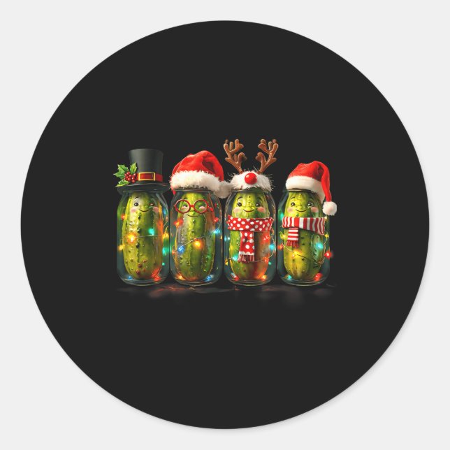 Festive Ckle Jar Meme Christmas Lights Santa Hat X Classic Round Sticker (Front)