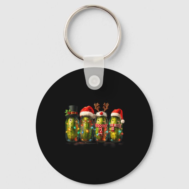 Festive Ckle Jar Meme Christmas Lights Santa Hat X Key Ring (Front)