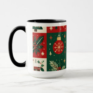 Festive Classic Christmas Patchwork Mug