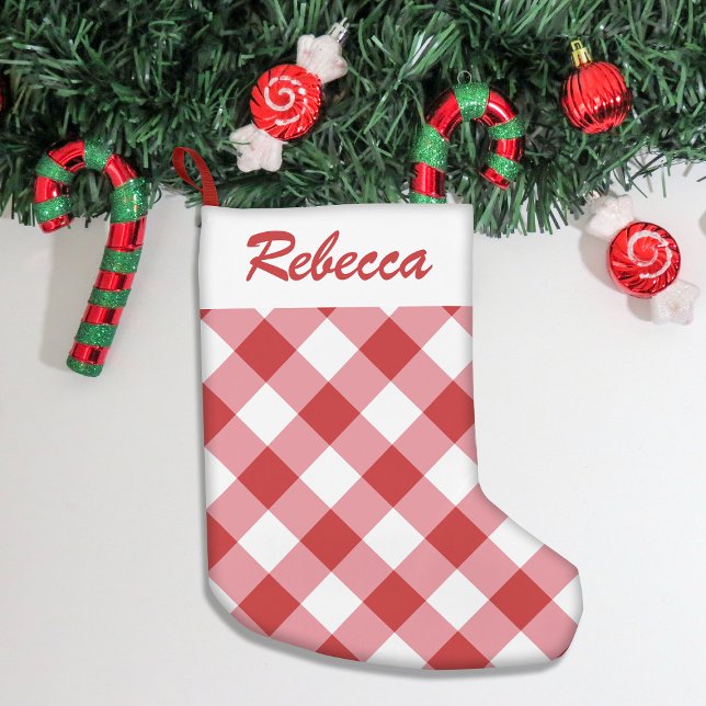 Festive Classic Plaid Holiday Decor Small Christmas Stocking (Add festive charm to your home with our stylish Christmas stockings, perfect for gifts & cozy decor!)
