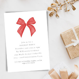 Festive Classic Red Bow Christmas Holiday Party Invitation