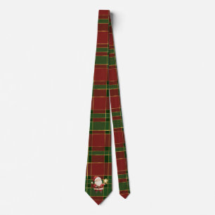 Festive Classic Red Green Gold Tartan Santa Claus Tie