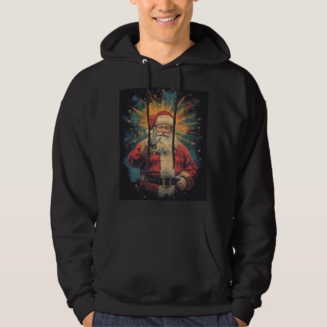 Festive Classic Santa Claus Christmas Art Hoodie (Front)