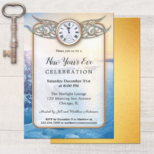 Festive Clock New Year's Eve Party Invitation
