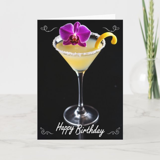 Festive Cocktail Birthday Card (Front)