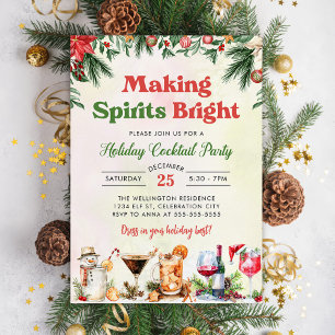 Festive Cocktail Watercolor Christmas Party Invitation