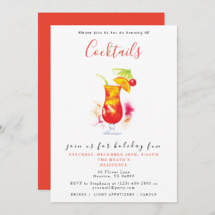 Festive Cocktails Christmas Party Invitation