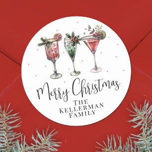 Festive Cocktails Merry Christmas Classic Round Sticker