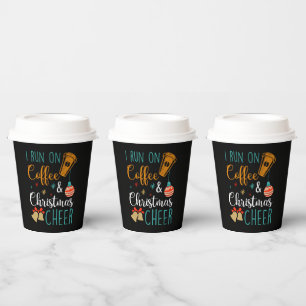 festive coffee Christmas cheer word art Paper Cups