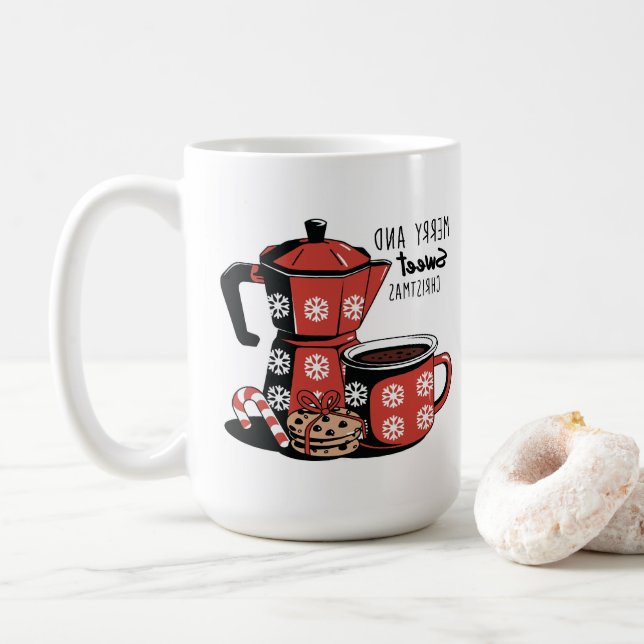 Festive Coffee Cup With Holiday Treats Displayed (With Donut)