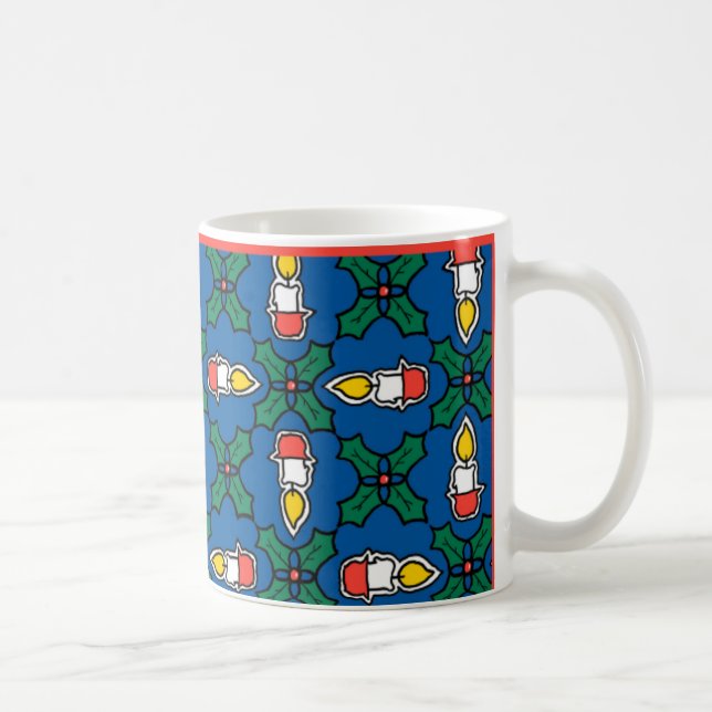 Festive Coffee Mug, Christmas Holly and Candles Coffee Mug (Right)