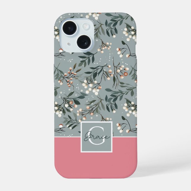 Festive Colorblock Christmas Pattern iPhone 15 Case (Back)