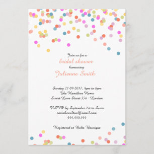 Festive Colorful Confetti Bridal Shower Invitation