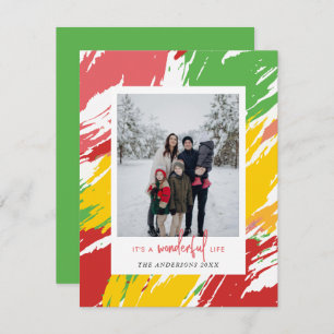 Festive Colour Splashes Photo Christmas Holiday Card