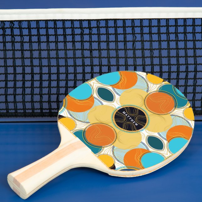 Festive Colourful Abstract Pattern Personalise Nam Ping Pong Paddle (Insitu)