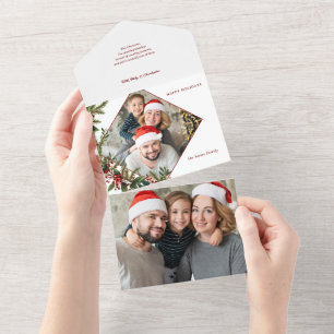 Festive Colourful Christmas Floral Photo All In One Invitation