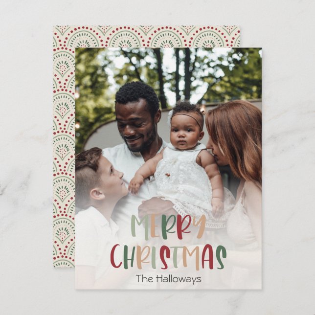 Festive Colourful Christmas Full Vertical Photo Holiday Card (Front/Back)