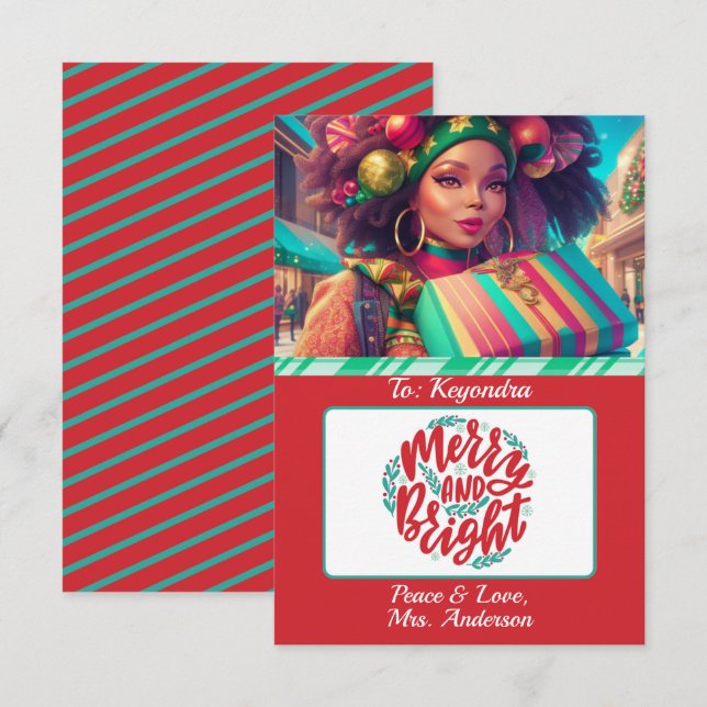 Festive Colourful Christmas Gift Card Holder (Front/Back)