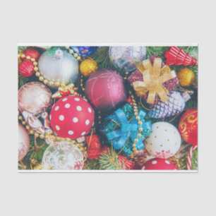 Festive Colourful Christmas Ornaments, Decorations Tissue Paper