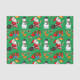 Festive Colourful Christmas Santa, Snowman, Gifts Tissue Paper