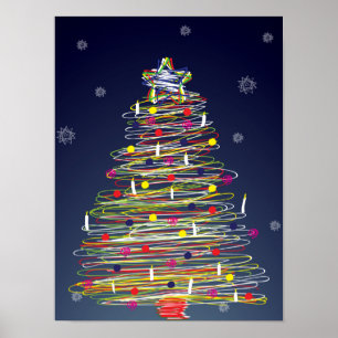 Festive Colourful Christmas Tree (Customise It!) Poster