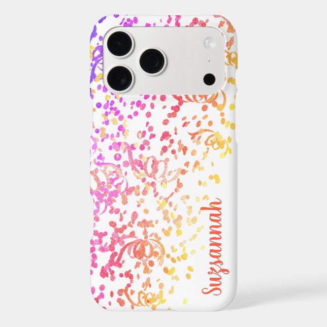 Festive Colourful Confetti Streamers Custom Name (Back)