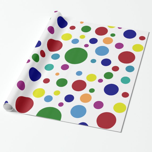 Festive Colourful Dots in Different Colours on Wrapping Paper (Unrolled)