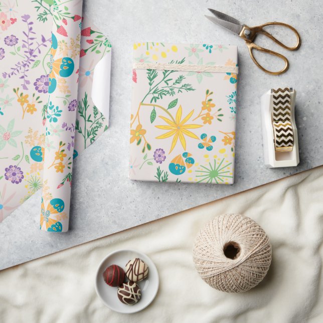 Festive Colourful Floral Baby Shower Wrapping Paper (Crafts)